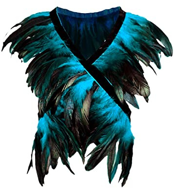keland Gothic Schwarz Feder Cape Schal Federn Schulter Flügel Halloween Maleficent Kostüm Damen