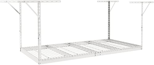 VEVOR Étagère de Rangement pour Garage, 121,9x243,8 cm, étagère de Rangement au Plafond, réglable en Acier laminé à Froid pour Rangement du Garage, l'organisation, Charge 272 kg, 55,9-101,6 cm, Blanc