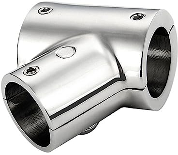 Aublinto Boot Handlaufbeschlag,Boot 3 Wege Handlaufbeschlag Marine Handlauf Reling Verbinder Boote Handlauf Edelstahl 60°/90° T/T-Stück Schienenverbinder geteilt für 22 mm/25 mm/30 mm Rohr