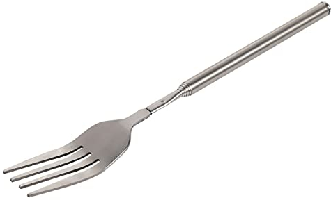 Lwuey Fourchette Telescopique BBQ,Fourche Extensible en Acier Inoxydable,Barbecue Vaisselle Fournitures,Longueur Rétractable 8,7 à 25,2 pouces pour Dîner Dessert aux Fruits,Saucisses
