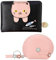 MEMOFYND 1 porte-monnaie pour femme avec 1 porte-monnaie en cuir pliable à deux volets, motif dessin animé, fermeture éclair pour femmes et filles (noir), Noir , 12*10*3cm
