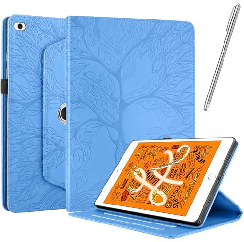 Netany Rotating Case for iPad mini 5/4/3/2/1 (7.9-Inch, 2019/2015 Model) - PU Leather Protective Cover Tablet Case Shell, with Stylus Pen 360 Degree Rotating Stand with Auto Sleep/Wake (Blue)