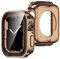 ZZDZZ [2 Piezas] 2 en 1 Funda Compatible con Apple Watch SE Series 6/5/4 44mm con Protector de Pantalla Cristal Templado, 360 Protección Completa PC Dura Carcasa para iWatch 44mm (Oro Rosa)