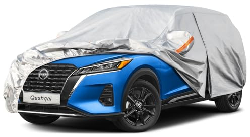 Kayme Autoplane Wasserdicht Atmungsaktiv für Nissan Qashqai (2017-2025), 6 Schichten Vollgarage Autoabdeckung für Regen Sonne Staub Schutz Verkratzt, Autoabdeckung mit Reflektierenden Streifen.