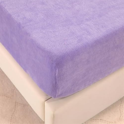Wotcsil Warm Plüsch Spannbettlaken Flanell Fleece Spannbettlaken 90x200cm Lila Winter Cashmere Touch Bettlaken Spannbetttuch für Boxspringbett Matratze Hohe bis 25 cm