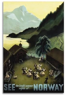 FYRN Vintage-Poster See Norway Reise-Poster, Wandkunstdruck, Retro-Ästhetik, Raumdekoration, Bürodekoration, 30 x 45 cm, ungerahmt