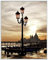 Wallario Wandbild - Venedig - Lagune bei Sonnenuntergang in Premiumqualität, Poster mit weißem Rahmen, Größe: 40 x 50 cm
