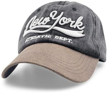 epicW New York Mütze – verstellbare Kappen für Herren und Damen, Baseballkappen, Gorras para Hombres Originales, schwarz / grau, Einheitsgröße