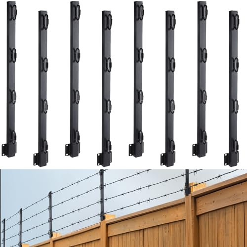 Hicarer 8 Pcs Fence Post Extender, Black, 23.6 Inch, Modern Decorative, Alloy Steel, Fence Accessory