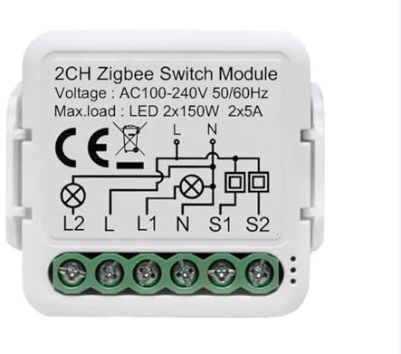 Netplus Zigbee Relais | 2 Kanäle | Zigbee Switch Relais Schalter 2-Kanal | Hausautomatisierung | Kompatibel mit Amazon Alexa Echo/Dot und Google Home/Yandex