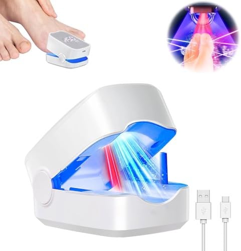 Vmxlso Anti Fungal Nail Treatment Device, Light Feet Nail Treatment Device with Time Display, Pure Nail Fungus Therapy Device for Hand Toenail Infections, Nail Fungus, 910nm Infrared Light 470nm Blue