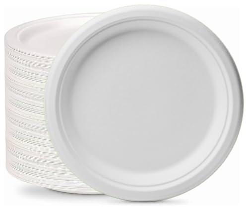Ecokanta Paper Plates (7 Inch / 25 Pack) - Heavy Duty, Eco-Friendly & Disposable - Biodegradable Round Plate 17cm - Suitable for Hot & Cold Food - Party Plates - Perfect for Everyday use