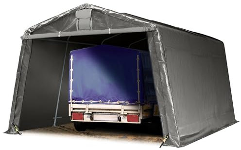 TOOLPORT Tendone Garage 3,3x4,7 m grigio PE 600 N Costruzione Stabile in Acciaio Garage per Moto