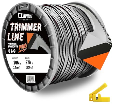 Cluparis 105 robuste Sägezahn-Trimmerschnur, 1,4 kg, 0,3 cm Sägezahn-Unkrautfresser, passend für mittlere und schwere Gras und Unkraut, Trimmerfaden Unkrautvernichter für Gas-/Elektro-Rasentrimmer und