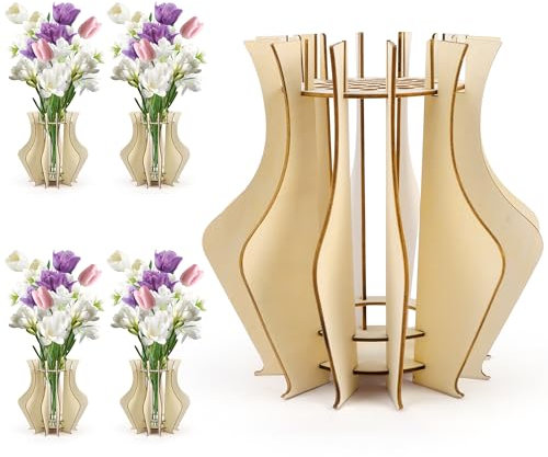 Vaso in legno per fiori eterni, vaso per bouquet di fiori Lego, supporto puzzle in legno per rose di fiori Lego, fiori di ciliegio, girasoli, tulipani, narcisi, loto