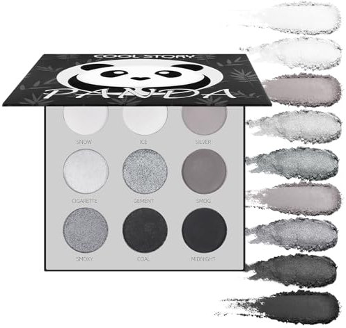 BUTBU Black Smoky Lidschatten-Palette, mit PANDA 9 Farben True Black Dark Grey, Smokey Eyeshadow Palette, eyeshadow palette Matt und Schimmernde, Schmink-palette für smokey, für Urlaubs & Halloween