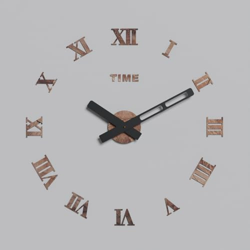 Giallobus - Orologio da Parete Adesivo Grande Float - Roman - Legno Mdf - Float ⌀ 60/80/110cm - 05 - Tabula - Orologio da parete moderno - Numeri adesivi 3d - Diametro variabile 60/80/100cm