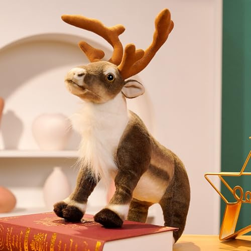 champracer Rentier Kuscheltier Weihnachts Kuscheltier Plüschtiere Rentier Weihnachts Plüsch-Dekokissen Süßes Weich Stofftier Flauschig für Sofas Betten Dekorationen (35cm,Stehend-A)