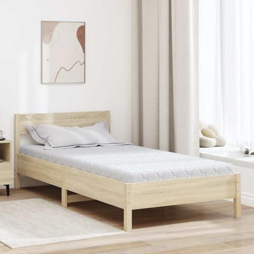 vidaXL Foam Mattress 200 x 100 cm, 10.5 cm Thick, White, Medium Firm, Polyester Fabric, Ideal for Indoor Use, It Offers Super Comfort and Good Relief
