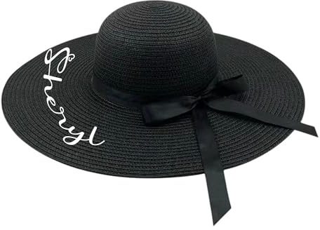 yrozvw Sombrero de Paja Personalizado con Nombre para Mujer Sombrero de Playa con Lazo para Vacaciones, Playa, Viajes