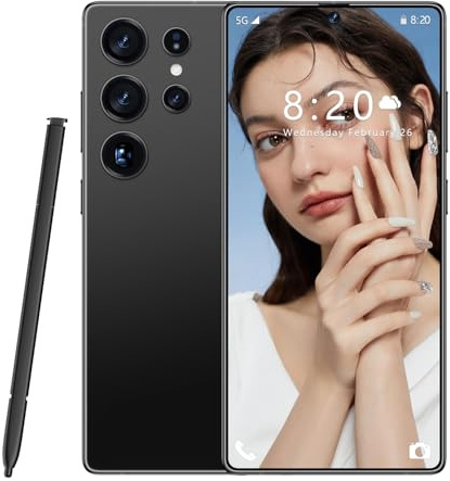 Smartphone S26 Ultra Global Version 5G, doppia scheda SIM, schermo HD da 7,3 pollici, 8000 mAh, cellulare impermeabile per esterni, supporta il riconoscimento facciale,Black-1TB