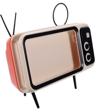 COLLBATH Tv Orange Mobile Wireless with Retro Holder Phone Speaker Anti-slip, Plastic Smartphone Stand and round Phone Holder for Desktop Home Office Use