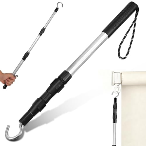 Gatuida Ladder Hooks Telescopic Loft Ladder Pull Pole Kit for Attic Access | Lightweight Aluminium Shaft, 41-90cm Extendable Reach for High Pull Points, Supplied Fixing Hardware, Useful with Rv Awnings