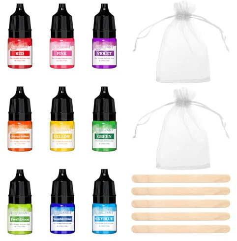 LEMONSTONE 9 Farben Seifenfarbe Set, 5ml Flüssig Seifenfarben Färbende mit Schaumnetze und Rührstab, Seifen Selber Machen Farbe Set für DIY Seifenherstellung, Kerzen, Badebomben, Schleim, Raumdüfte