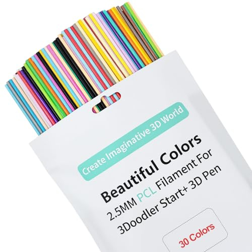 300 Filamenti 3D per penna 3Doodlers Start Pen, ricarica 3D, 2,5 mm, 30 colori, 10 x 15 cm per colore