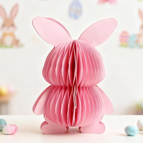 Osterdeko Kaninchen Figuren Papier Faltbar Wabenball Bunte Waben 3D Osterhasen zum Aufhängen Ostereier Waben Deko Ostern Frühlingsdeko Innen Papier Wabenbälle für Frühling Deko Osterdekoration (A)