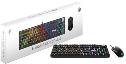 MSI Forge GK320 Combo RED US Ensemble clavier et souris RVB 26 touches anti-ghosting, capteur optique 12800 DPI
