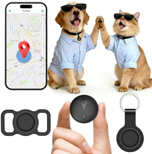 Cat Tracker, Real-Time Location Dog Tracker, Bluetooth Mini Cat Tracker Collar, Dog Tracker with No Monthly Fees, Compatible with iOS/Android, Long Battery Life, Suitable for Collar Wear - Black