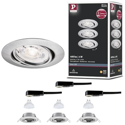 Paulmann LED Einbauleuchte Base GU10 Flat schwenkbar 3x4W 3x400lm 230V 2700K Eisen gebürstet 94950