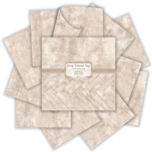 Scrapbook Papier 30.5x30.5cm, 24 Blätter Doppelseitig Bastelpapier (Beige) | 160g Kartonpapier Vintage Buntes Dekorpapier zum Basteln für Scrapbooking, DIY-Kunstkarten, Fotoalbum Journals Dekoration
