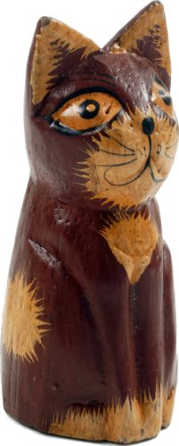 GURU SHOP Deko Katze, Holzkatze, Rotbraun