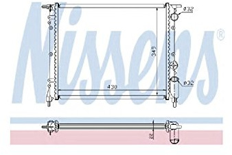 NISSENS Kühler Motorkühlung Kühler Wasserkühler Motorkühler Netzbreite 378mm Netzlänge 430mm Netztiefe 23mm 63919