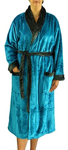 Gözze - Accappatoio Unisex con Con Collo a Scialle, Sensazione di Seta, 100% Microfibra, 330 g/m², Taglia, 100% Microfibra, M - Blu petrolio