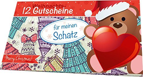 RNK 28732 - Weihnachtliches Gutscheinheft für meinen Schatz, 12 Gutscheine zum Heraustrennen