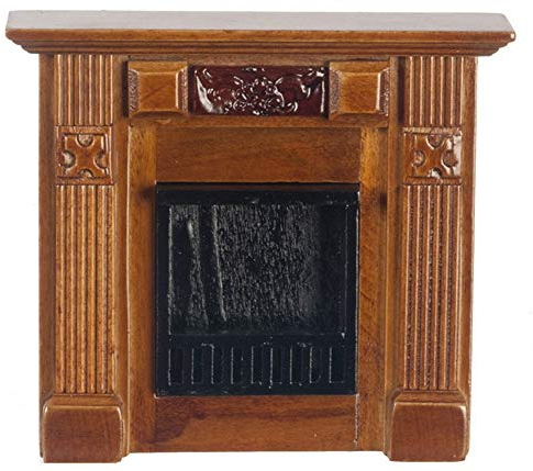 Melody Jane Muebles Miniatura para Casa de Muñecas Pequeño Madera Nogal Elizabeth Chimenea 1:12