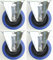 4 Stück 100mm Blue Wheels Bockrollen Transportrollen Elastik blau 180kg / Rad - INDUSTRIEQALITÄT (4 x Bock)