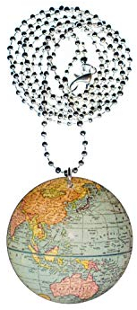 Miniblings Globus Erde Erdkugel Welt Halskette - Handmade Modeschmuck I Kette mit Anhänger Länge: 80cm - Erdkunde Holz gelasert