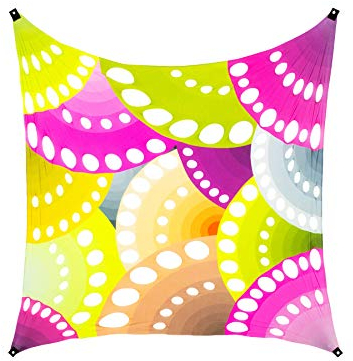 PSYWORK Schwarzlicht Segel Spandex | Goa Rainbow Pattern | 3 x 3m | UV-aktiv | Leuchtend | Wandtuch Wandbehang Stoff Neon Deko Party Tuch Tapestry Poster PSY