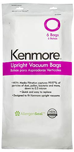 Kenmore 53294 Style O HEPA Cloth Vacuum Bags Upright Vacuum Cleaners 6 Pack,White