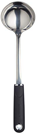 MasterClass Cucharón sopero con mango de agarre suave, acero inoxidable, 34 cm