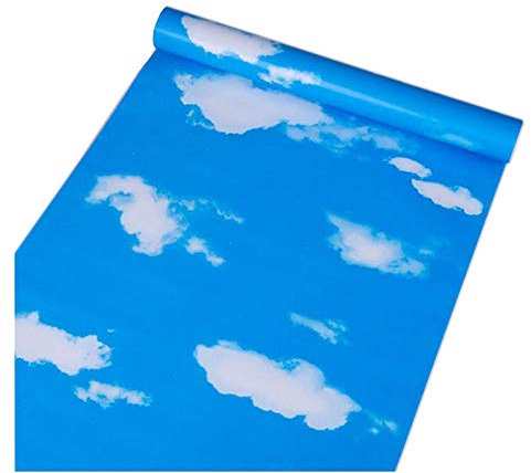PoetryHome Blue Sky Clouds Contact Paper Peel and Stick Wallpaper for Kids Room Wall Bedroom Decor 17.7x117 Inches