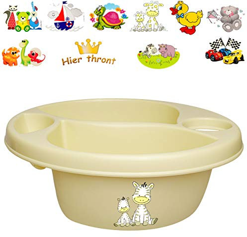 alles-meine.de GmbH Waschschüssel/Kinderwaschbecken - beige - Creme Motiv-Mix - Mädchen Bieco - 3 Kammern - Baby - Putzeimer - Windeln Wickelschüssel - Windel Babywindel - ..