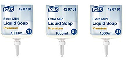Tork 420701 extra milde Flüssigseife Premium für Tork S1 Seifenspendersysteme/Extra milde Handseife in Weiß mit sanften Inhaltsstoffen für empfindliche Haut / 1 x 1000ml (3)