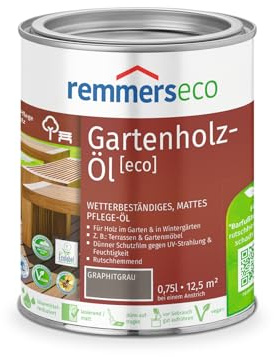 Remmers Gartenholz-Öl [eco] graphitgrau, 0,75 Liter, Wetterbeständiges, mattes Öl, aussen und innen, optimal für Terassen & Gartenmöbel, rutschhemmend
