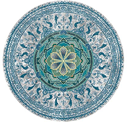 Knsbk Große runde Yogamatte, 12,7 x 3,5 mm, extra dick, ultra-bequem, rutschfest, Meditationsmatte, blaue Blüte