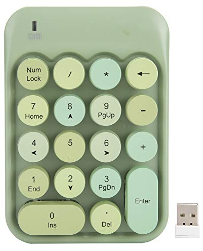 Clavier Numérique Mécanique, Clavier Numérique Rond et Coloré Mignon sans Fil, Pavé Numérique PBT à 18 Touches, Couleurs Mélangées, pour PC, Ordinateur Portable, Ordinateur Portable,(Vert)